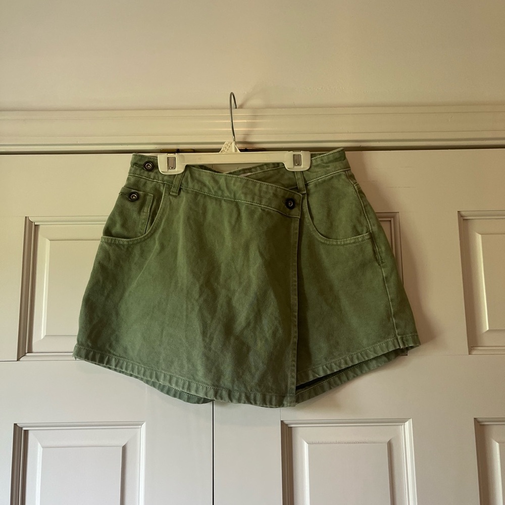 Zara Green Skorts High-Waisted Casual